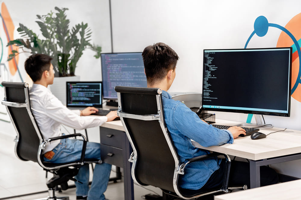 People using computers at work
